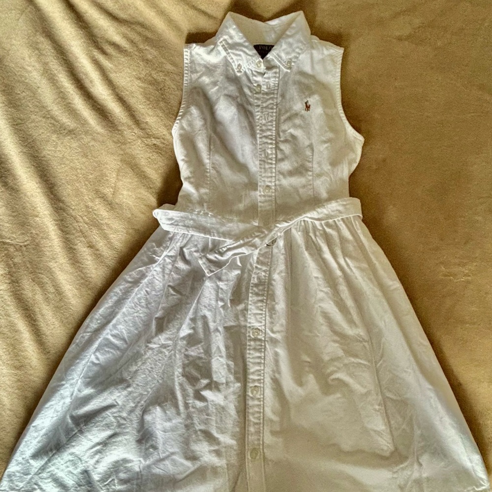 Polo by Ralph Lauren White Sleeveless Button-Front Dress